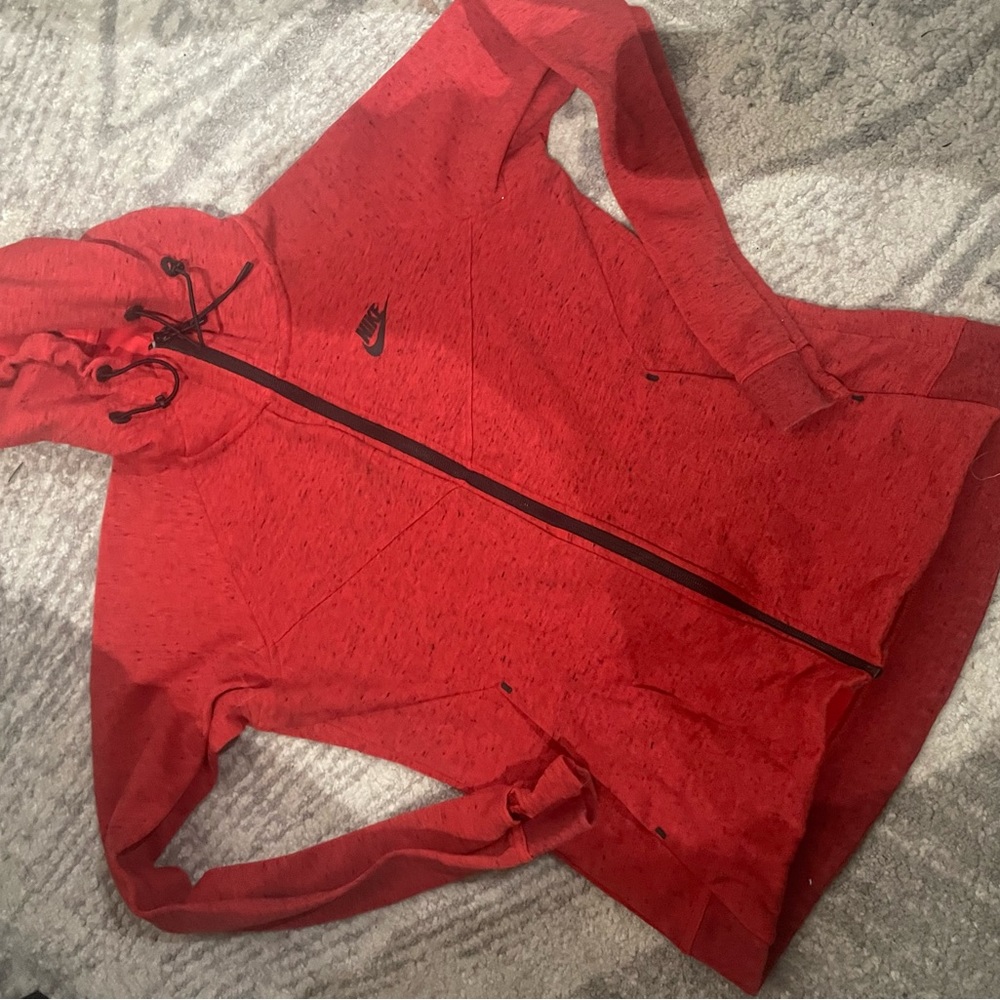 Red heathered Nike tech fleece jacket